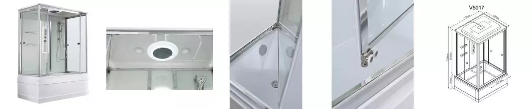 Душевой бокс «AvaCan» V5017LED 170/90 высокий поддон прозрачный/белый с гидромассажем с электрикой Душевой бокс «AvaCan» V5017LED 170/90 высокий поддон прозрачный/белый с гидромассажем с электрикой