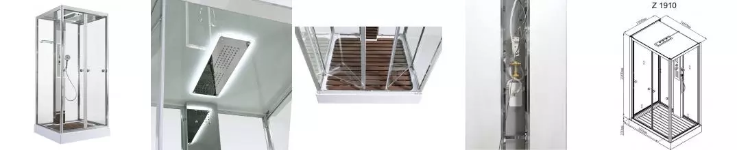 Душевая кабина «AvaCan» Z1910 LED 100/100 низкий поддон прозрачная/прозрачная с гидромассажем с электрикой