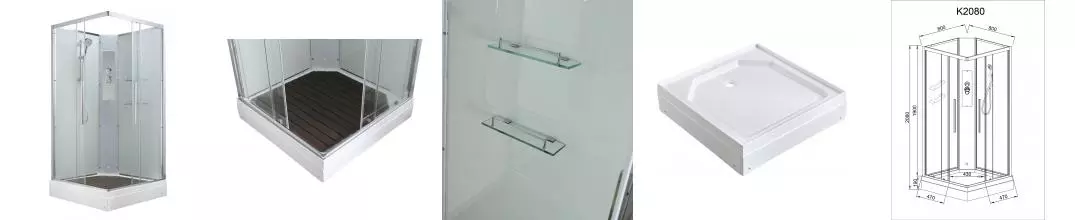 Душевая кабина «AvaCan» K2080N 80/80 низкий поддон прозрачная/белая без крыши