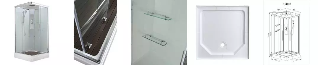 Душевая кабина «AvaCan» K2090 90/90 низкий поддон прозрачная/белая