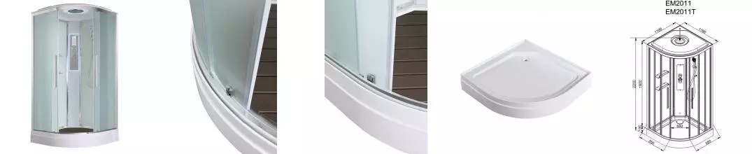 Душевая кабина «AvaCan» EM2011 LEDnew 110/110 низкий поддон матовая/белая с гидромассажем с электрикой