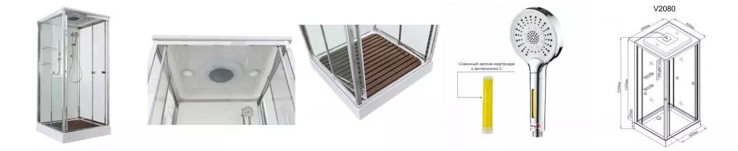 Душевая кабина «AvaCan» V2080 80/80 низкий поддон прозрачная/белая