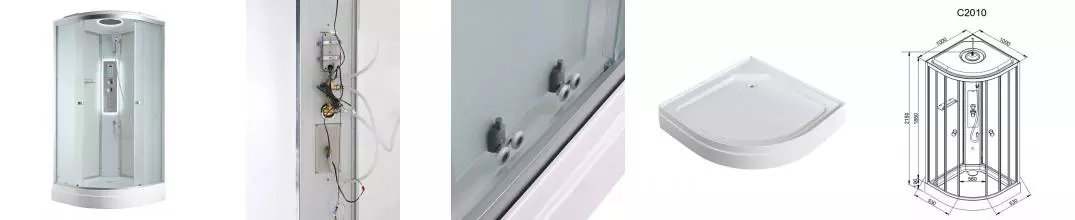 Душевая кабина «AvaCan» C2010 LED 100/100 низкий поддон матовая/белая с гидромассажем с электрикой