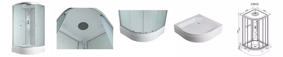 Душевая кабина «AvaCan» C3010 100/100 средний поддон матовая/белая Душевая кабина «AvaCan» C3010 100/100 средний поддон матовая/белая