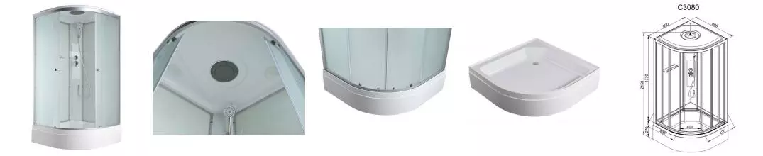 Душевая кабина «AvaCan» C3080 80/80 средний поддон матовая/белая