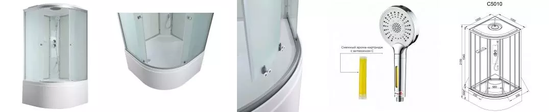 Душевая кабина «AvaCan» C5010 100/100 высокий поддон матовая/белая Душевая кабина «AvaCan» C5010 100/100 высокий поддон матовая/белая