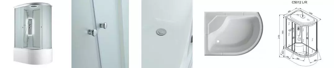 Душевая кабина «AvaCan» C5012L LED 120/80 высокий поддон матовая/белая с гидромассажем с электрикой левая