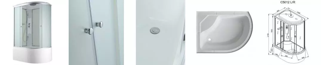 Душевая кабина «AvaCan» C5012L 120/80 высокий поддон матовая/белая левая