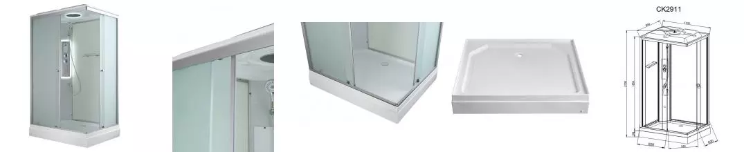 Душевая кабина «AvaCan» CK2911 LED 110/90 низкий поддон матовая/белая с гидромассажем с электрикой универсальная