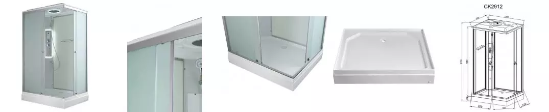 Душевая кабина «AvaCan» CK2912 LED 120/90 низкий поддон матовая/белая с гидромассажем с электрикой универсальная