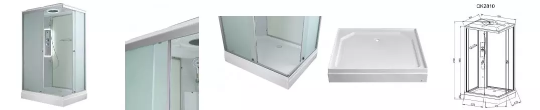 Душевая кабина «AvaCan» CK2810 LED 100/80 низкий поддон матовая/белая с гидромассажем с электрикой универсальная