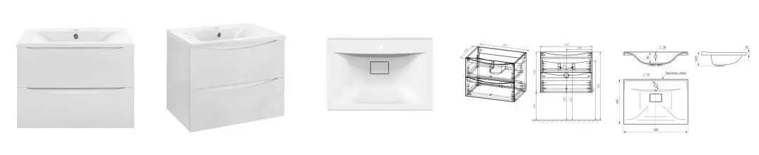 Тумба с раковиной «Vincea» Mia 60 (VCB-3M600W 60/45 белый) подвесная G.White Тумба с раковиной «Vincea» Mia 60 (VCB-3M600W 60/45 белый) подвесная G.White