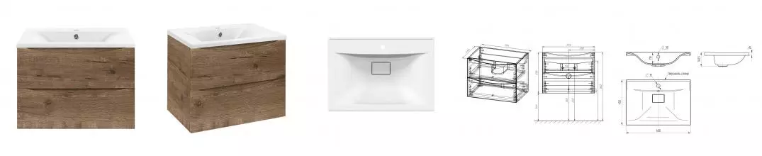 Тумба с раковиной «Vincea» Mia 60 (VCB-3M600W 60/45 белый) подвесная V.Oak Тумба с раковиной «Vincea» Mia 60 (VCB-3M600W 60/45 белый) подвесная V.Oak