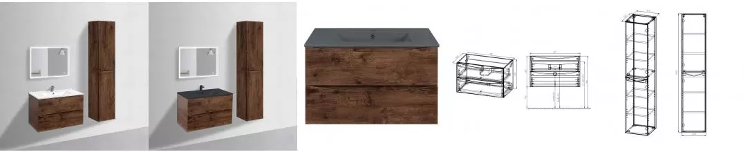 Мебель для ванной подвесная «Vincea» Mia 80 R.Wood Мебель для ванной подвесная «Vincea» Mia 80 R.Wood