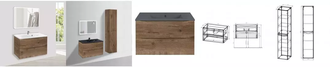 Мебель для ванной подвесная «Vincea» Mia 80 V.Oak Мебель для ванной подвесная «Vincea» Mia 80 V.Oak