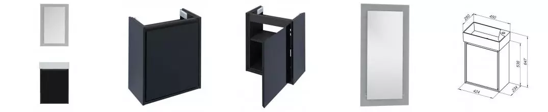 Мебель для ванной подвесная «Aquanet» Милан 45 чёрная глянцевая