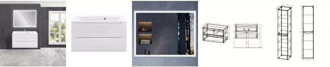 Мебель для ванной подвесная «Vincea» Mia 90 G.White