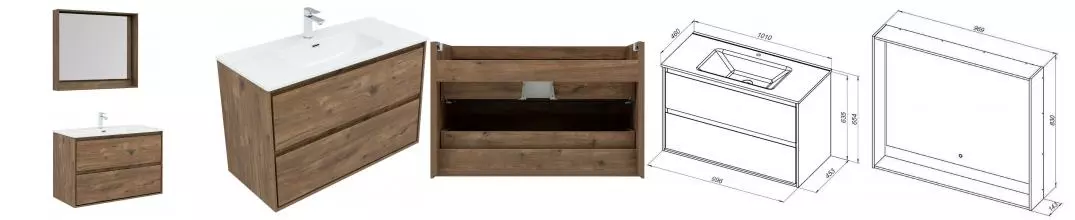 Мебель для ванной подвесная «Aquanet» Милан 100 дуб рустикальный Мебель для ванной подвесная «Aquanet» Милан 100 дуб рустикальный