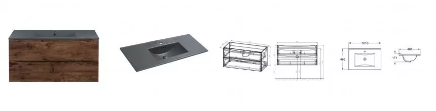 Тумба с раковиной «Vincea» Mia 100 (VBS-13100MA 101/46 антрацит матовая) подвесная R.Wood Тумба с раковиной «Vincea» Mia 100 (VBS-13100MA 101/46 антрацит матовая) подвесная R.Wood