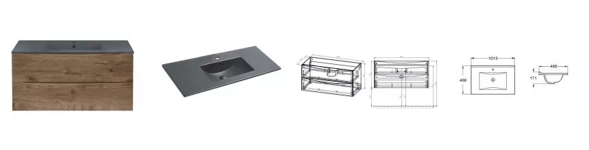 Тумба с раковиной «Vincea» Mia 100 (VBS-13100MA 101/46 антрацит матовая) подвесная V.Oak Тумба с раковиной «Vincea» Mia 100 (VBS-13100MA 101/46 антрацит матовая) подвесная V.Oak