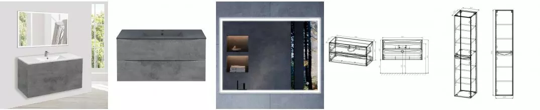 Мебель для ванной подвесная «Vincea» Mia 100 Beton Мебель для ванной подвесная «Vincea» Mia 100 Beton