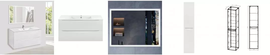 Мебель для ванной подвесная «Vincea» Mia 100 G.White