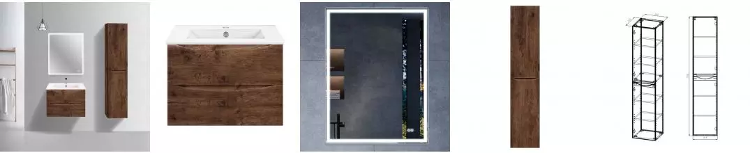 Мебель для ванной подвесная «Vincea» Mia Slim 70 R.Wood