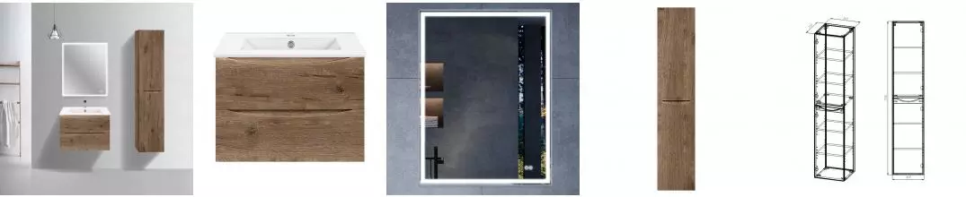 Мебель для ванной подвесная «Vincea» Mia Slim 70 V.Oak