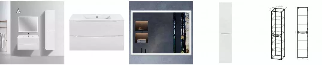 Мебель для ванной подвесная «Vincea» Mia Slim 90 G.White Мебель для ванной подвесная «Vincea» Mia Slim 90 G.White