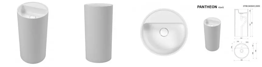 Раковина «Whitecross» Pantheon 43/43 искусственный камень белая матовая Раковина «Whitecross» Pantheon 43/43 искусственный камень белая матовая