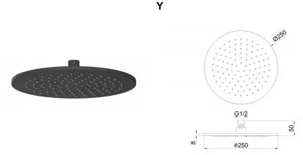 Верхний душ «Whitecross» Y Y1301BL чёрный матовый Верхний душ «Whitecross» Y Y1301BL чёрный матовый