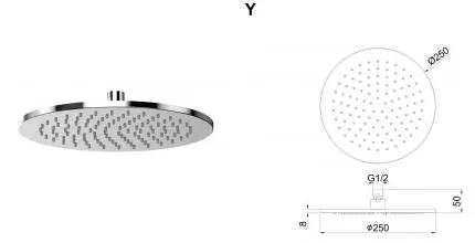 Верхний душ «Whitecross» Y Y1301CR хром Верхний душ «Whitecross» Y Y1301CR хром