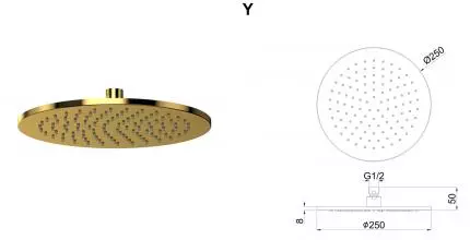Верхний душ «Whitecross» Y Y1301GL золото Верхний душ «Whitecross» Y Y1301GL золото