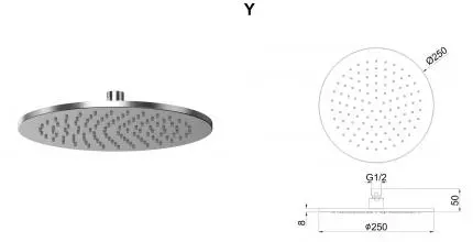 Верхний душ «Whitecross» Y Y1301NIB брашированный никель Верхний душ «Whitecross» Y Y1301NIB брашированный никель