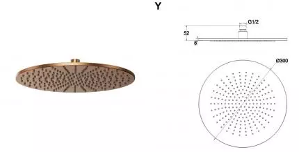 Верхний душ «Whitecross» Y Y1300CPB брашированная медь Верхний душ «Whitecross» Y Y1300CPB брашированная медь