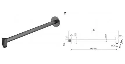 Кронштейн для верхнего душа «Whitecross» Y Y1309AT 44 антрацит
