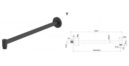 Кронштейн для верхнего душа «Whitecross» Y Y1309BL 44 чёрный матовый