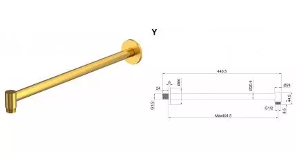 Кронштейн для верхнего душа «Whitecross» Y Y1309GLB 44 брашированное золото