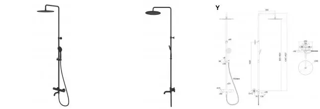 Душевая система «Whitecross» Y Y1234BASICBL с термостатом чёрная матовая