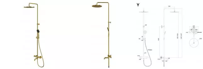 Душевая система «Whitecross» Y Y1234BASICGL с термостатом золото Душевая система «Whitecross» Y Y1234BASICGL с термостатом золото