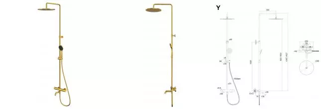 Душевая система «Whitecross» Y Y1234BASICGLB с термостатом брашированное золото