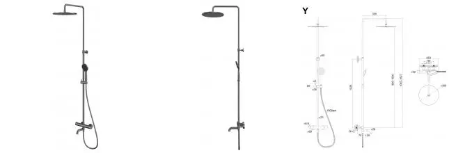 Душевая система «Whitecross» Y Y1234BASICGM с термостатом оружейная сталь