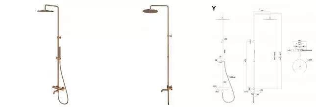 Душевая система «Whitecross» Y Y1234CPB с термостатом брашированная медь