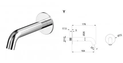 Излив к смесителю «Whitecross» Y Y1201CR хром