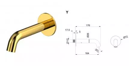 Излив к смесителю «Whitecross» Y Y1201GL золото