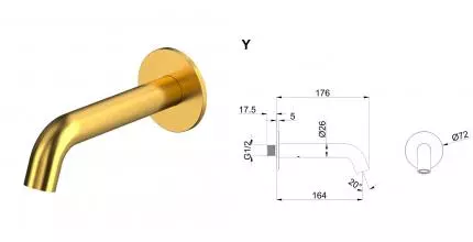 Излив к смесителю «Whitecross» Y Y1201GLB брашированное золото