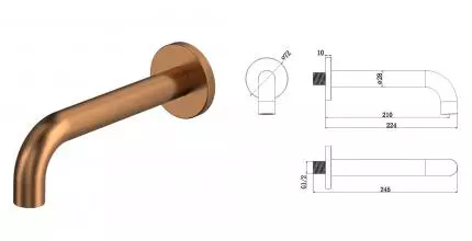 Излив к смесителю «Whitecross» Y Y1200CPB брашированная медь