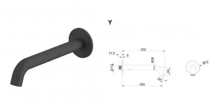 Излив к смесителю «Whitecross» Y Y1202BL чёрный матовый
