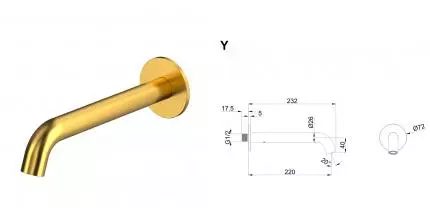 Излив к смесителю «Whitecross» Y Y1202GLB брашированное золото