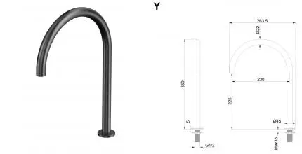 Излив к смесителю «Whitecross» Y Y1203AT антрацит